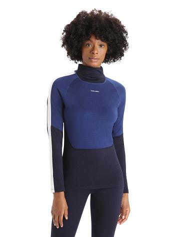 Dámské Jeden kus a sady Icebreaker Merino 200 Sonebula Long Sleeve High Neck Thermal Top Tmavě Blankyt Královská Modrá Tmavě Blankyt | CZ 1163VRWD